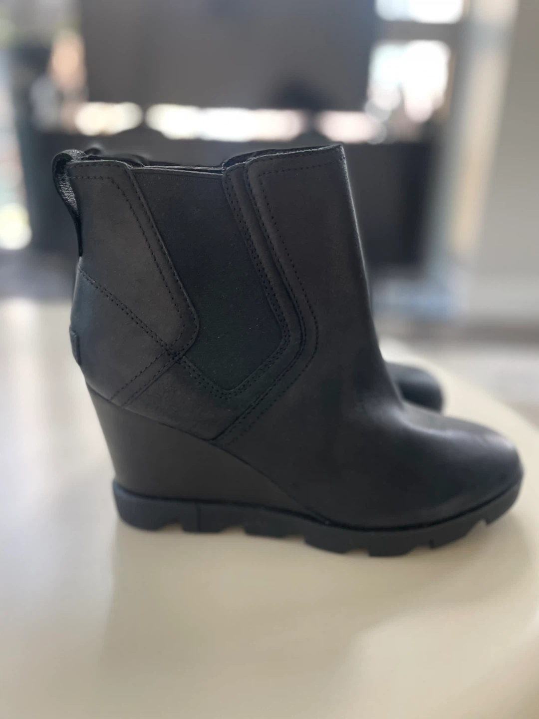 Sorel Black Wedge Ankle Boots