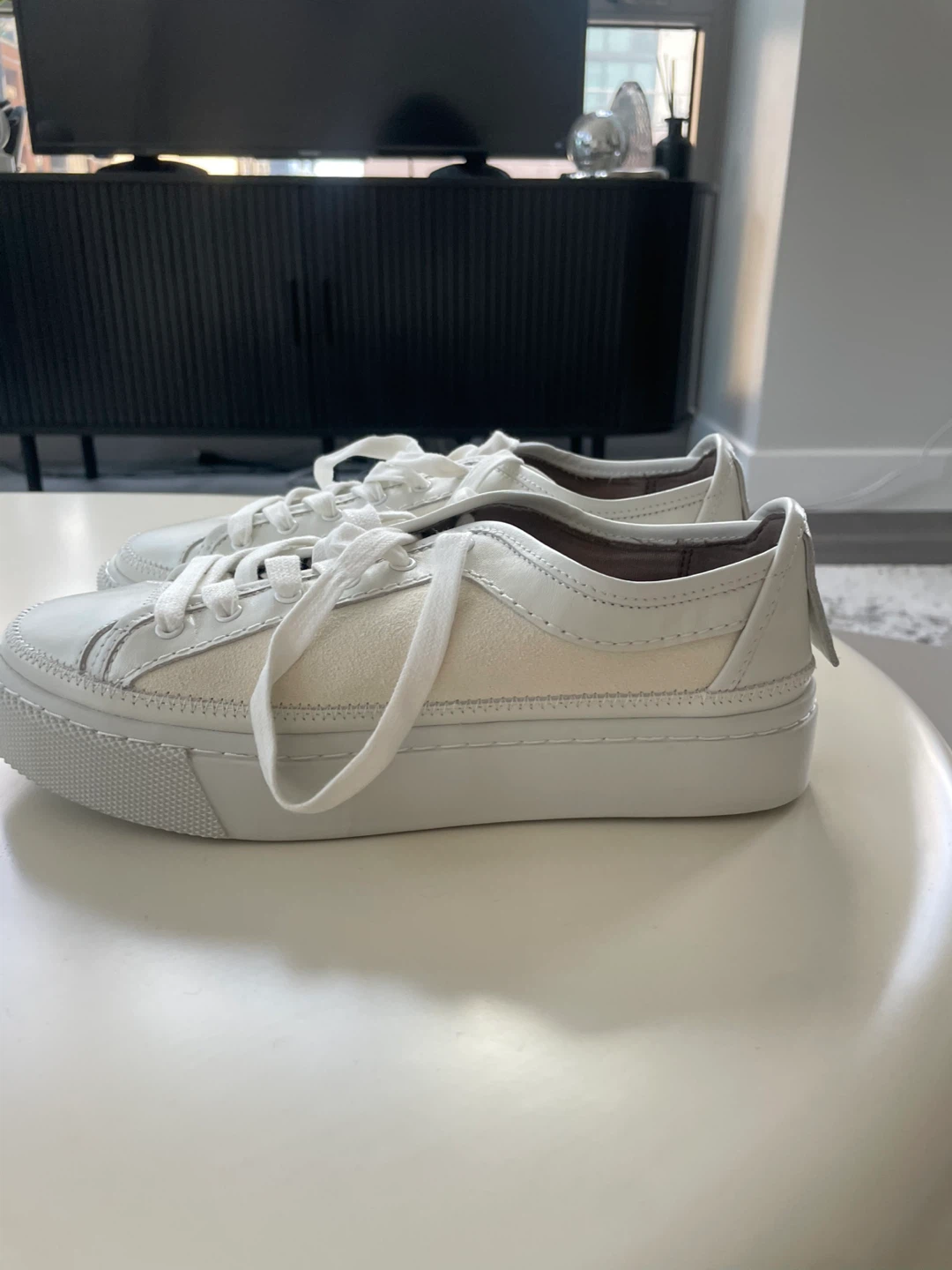 AllSaints White Leather/Suede Low Top Sneakers