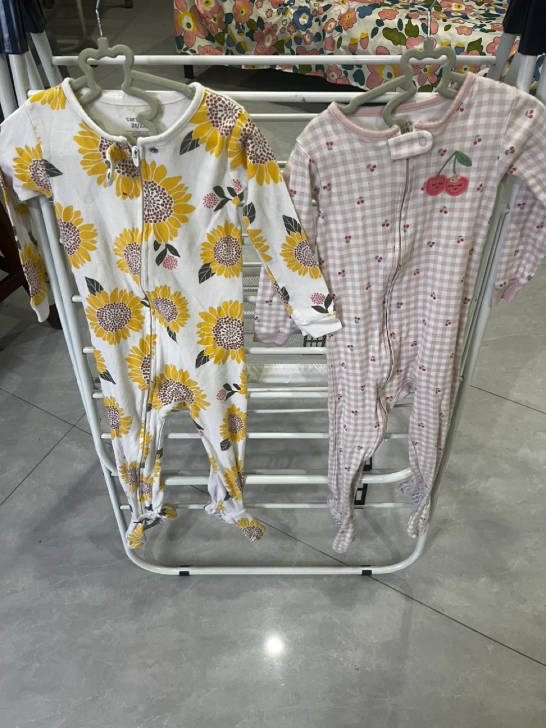 Carter's baby sleep outfits sunflower and cherry prints 2T
