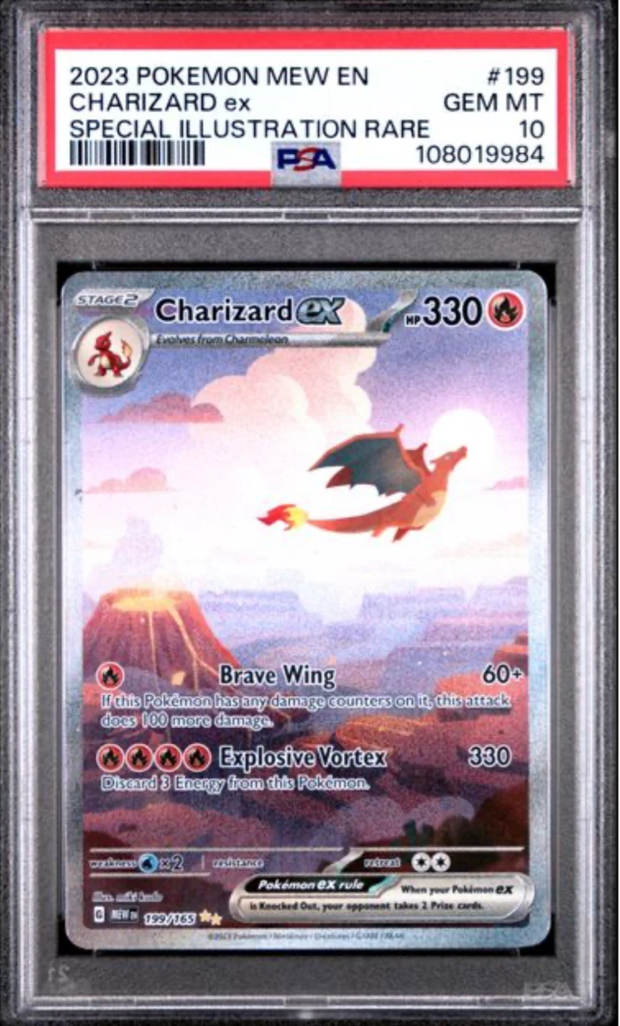 Charizard ex psa 10 from 151 with acrylic case - photo 3