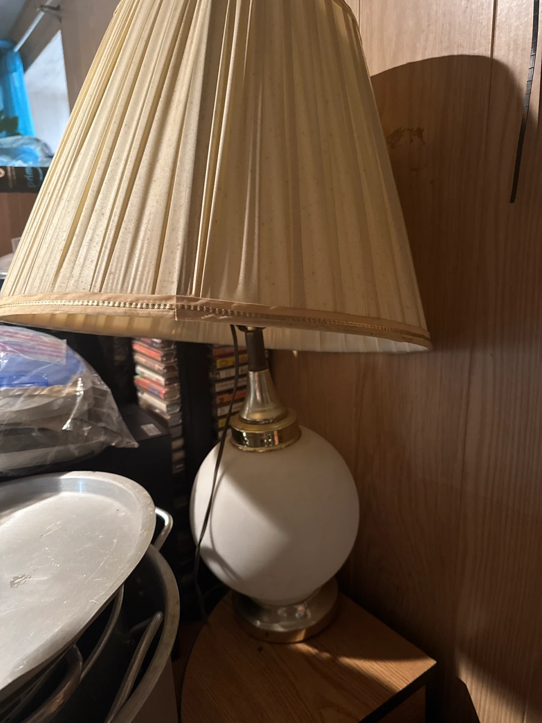 Vintage Table Lamp with Pleated Shade