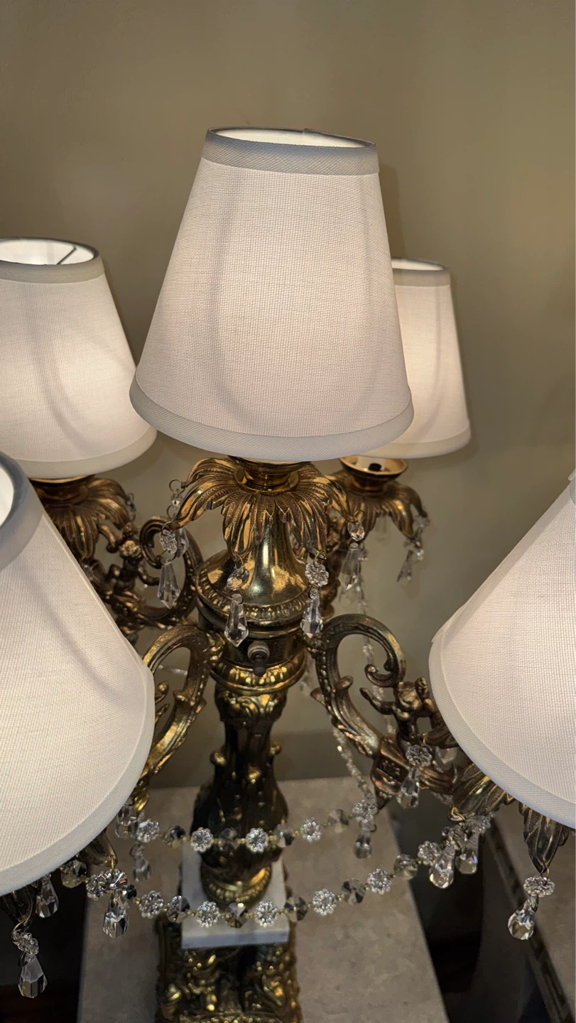 Antique Pair of candelabra table lamps with crystal accents - photo 4