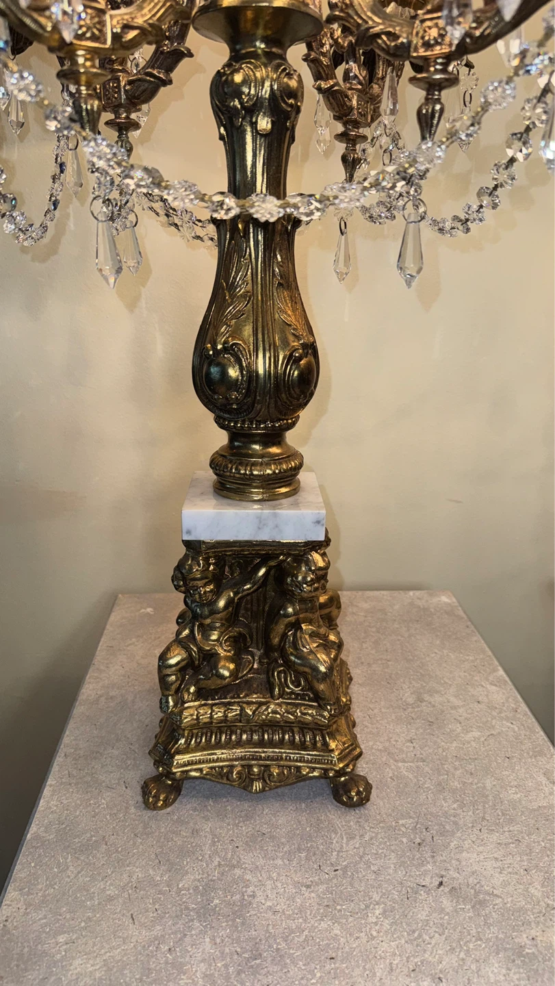 Antique Pair of candelabra table lamps with crystal accents - photo 2