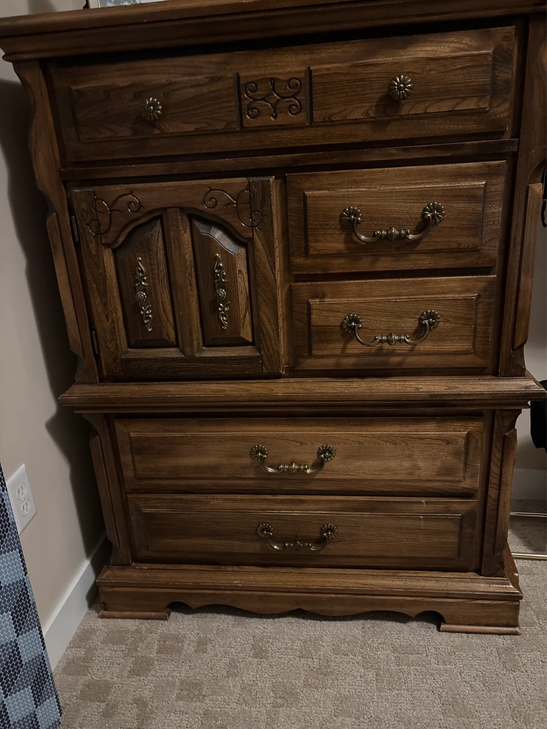 Vintage Oak Armoire Dresser