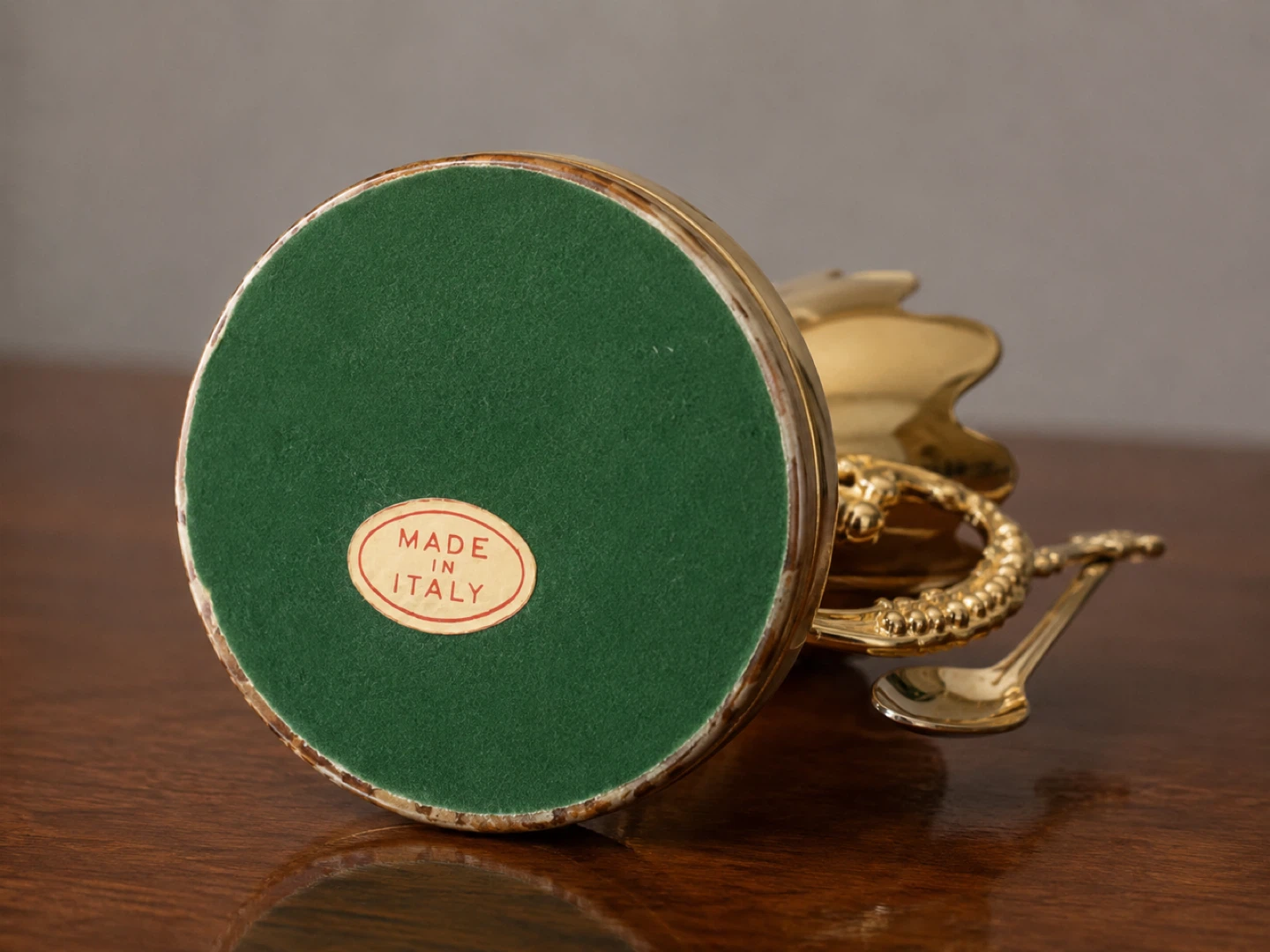 Ornate Golden Egg Cup with Spoon Made in Italy - photo 2