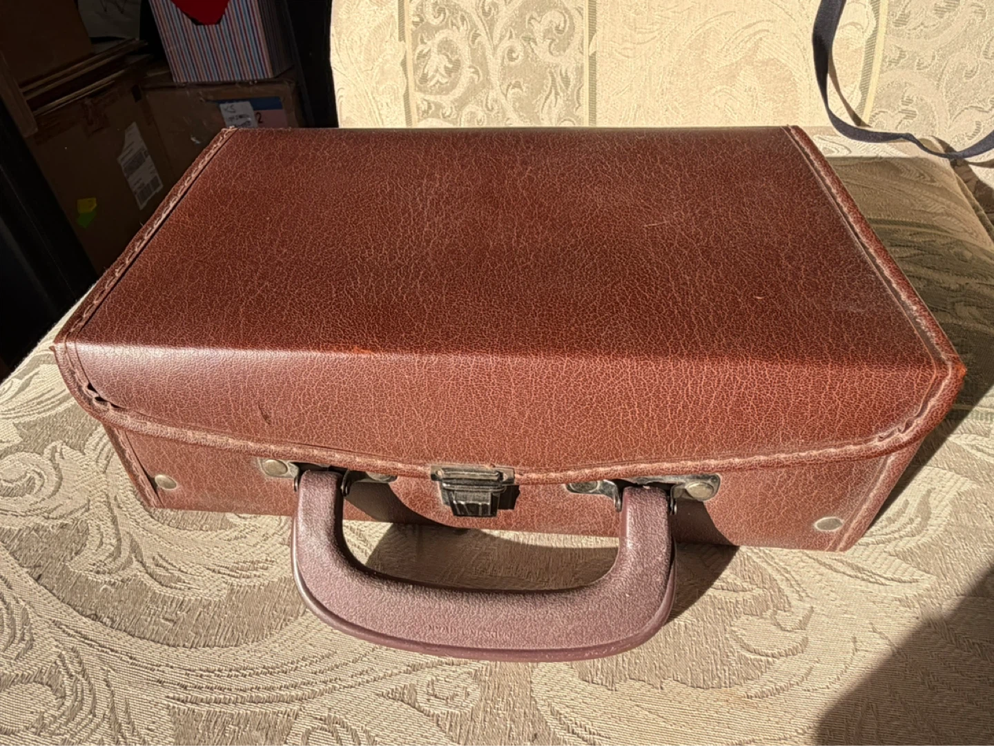 Brown Cassette Tape Carrying Case with Music Tapes