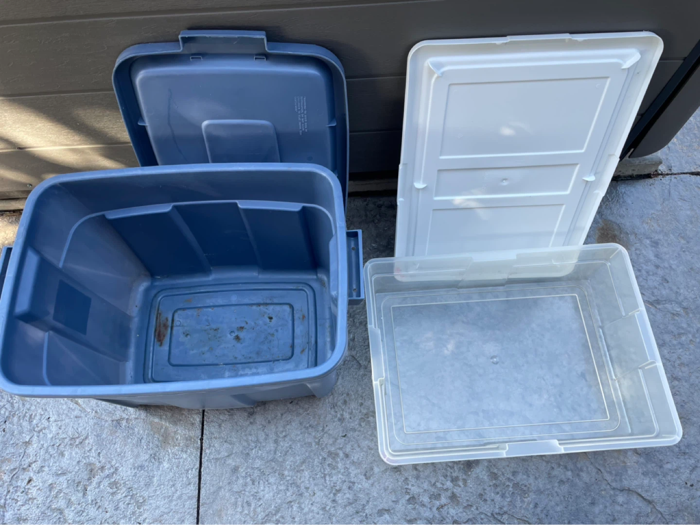 Blue and Clear Plastic Storage Bins with Lids - photo 2