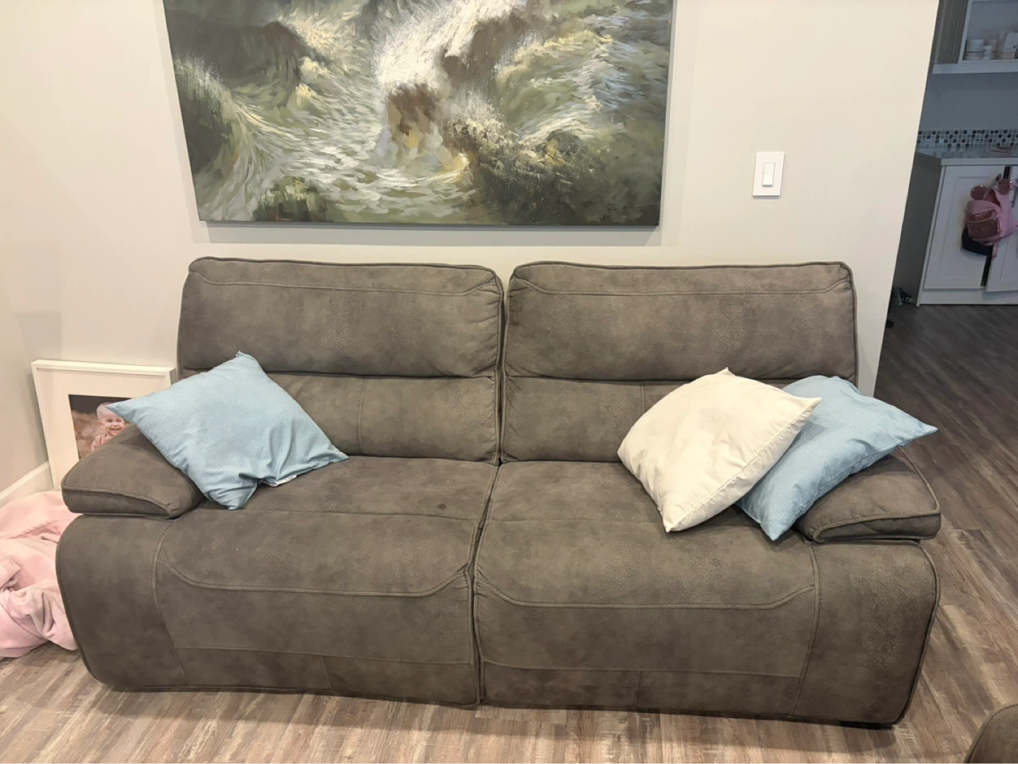 Grey Reclining Sofa