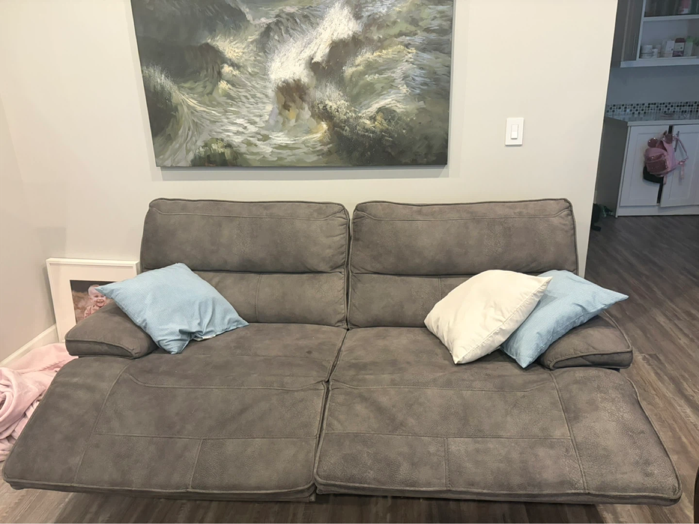 Grey Reclining Sofa - photo 2