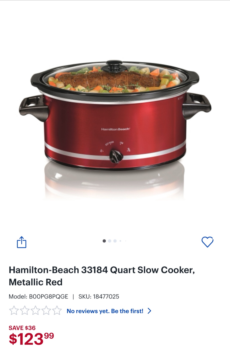 Hamilton Beach 33184 4 Quart Slow Cooker - Metallic Red - photo 3