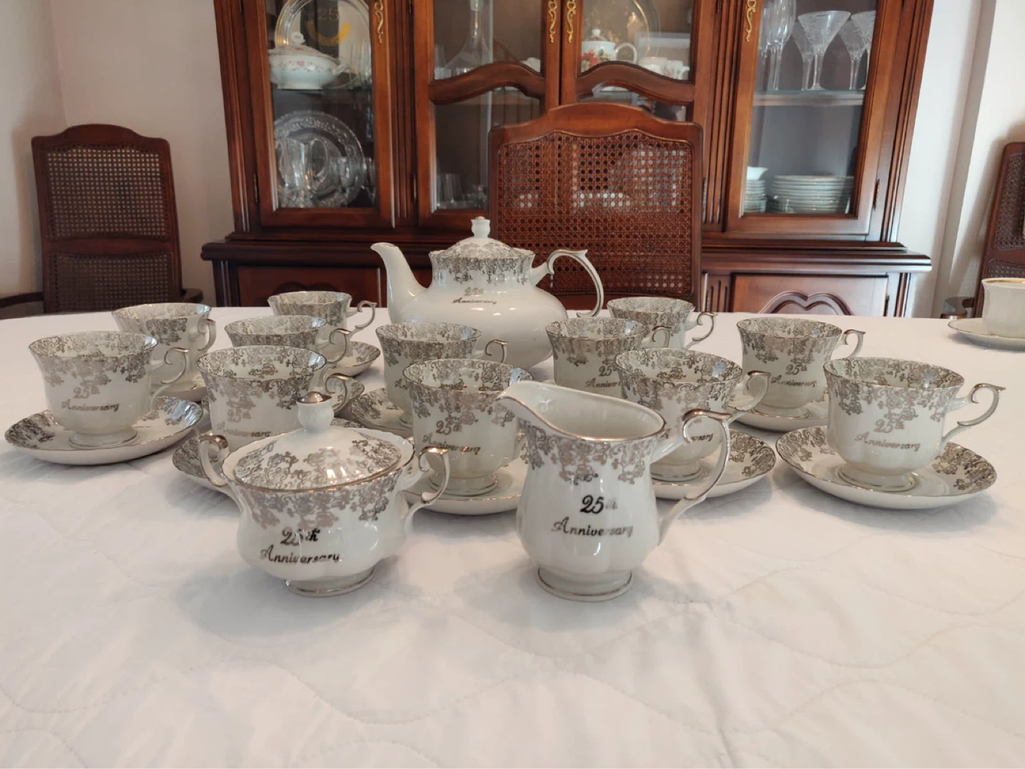 Anniversary Tea Set - Teapot,Saucers, Bowl & Creamer - photo 2
