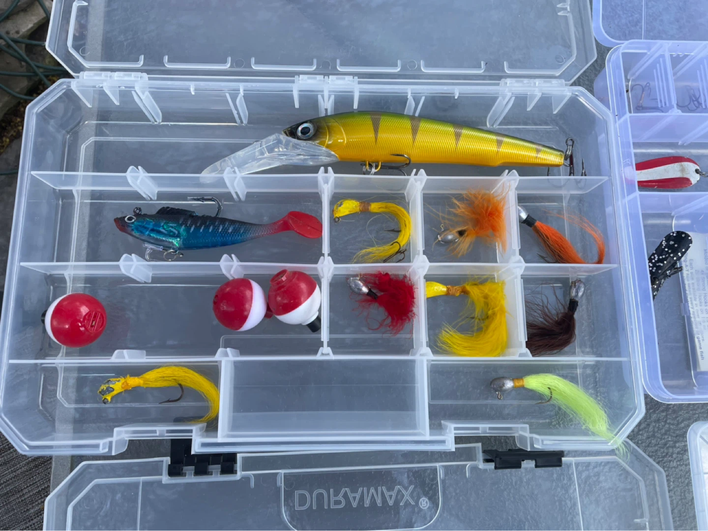 Fishing Tackle Box with Assorted Lures, Hooks, and Line - photo 2