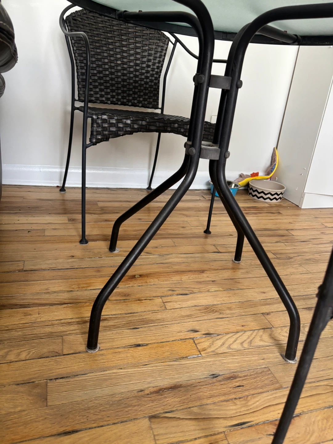 Patio Bistro Set - Round Glass Table & Wicker Chairs