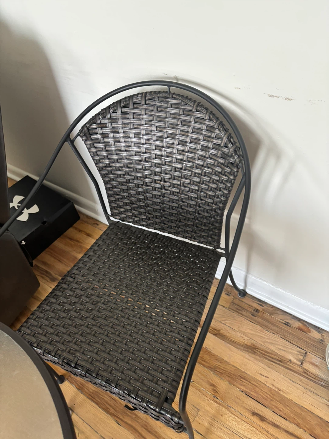 Patio Bistro Set - Round Glass Table & Wicker Chairs - photo 2