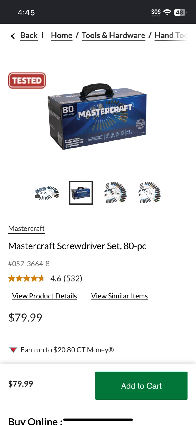 Mastercraft Screwdriver Set, 80-pc