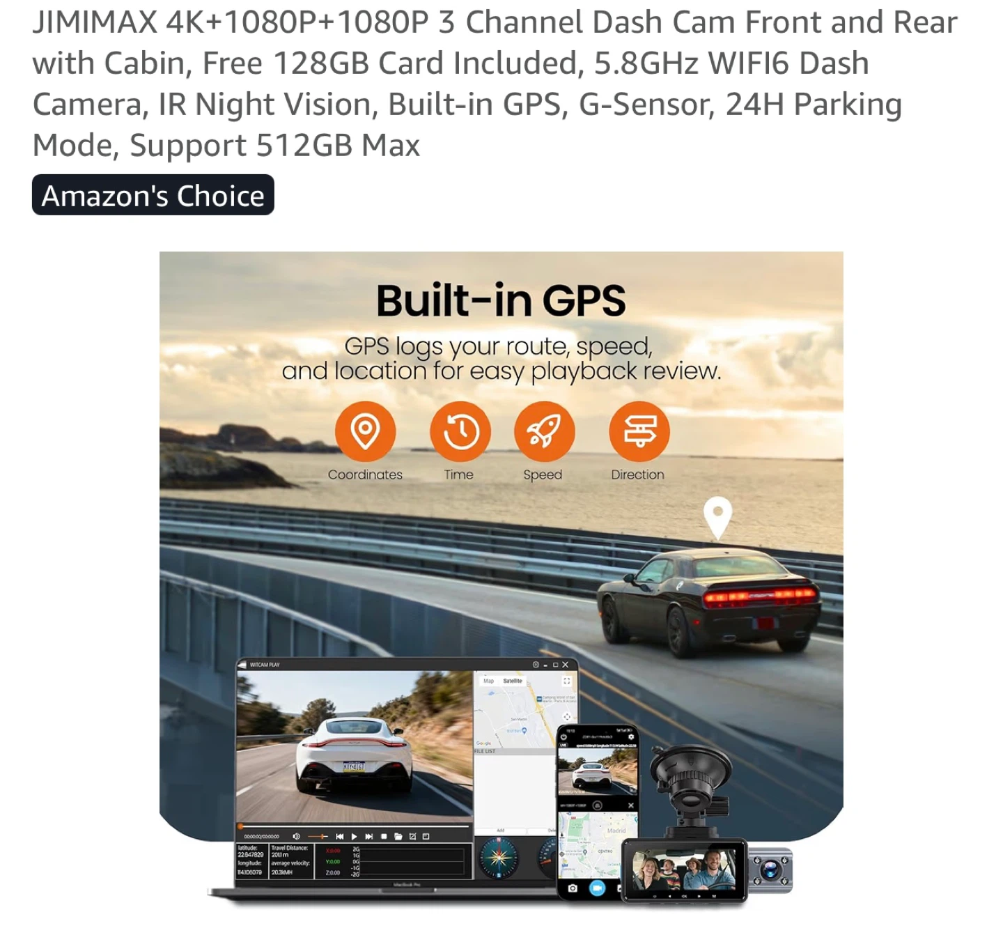 Brand New 3 Channel Dash Cam with 128GB Card - photo 5