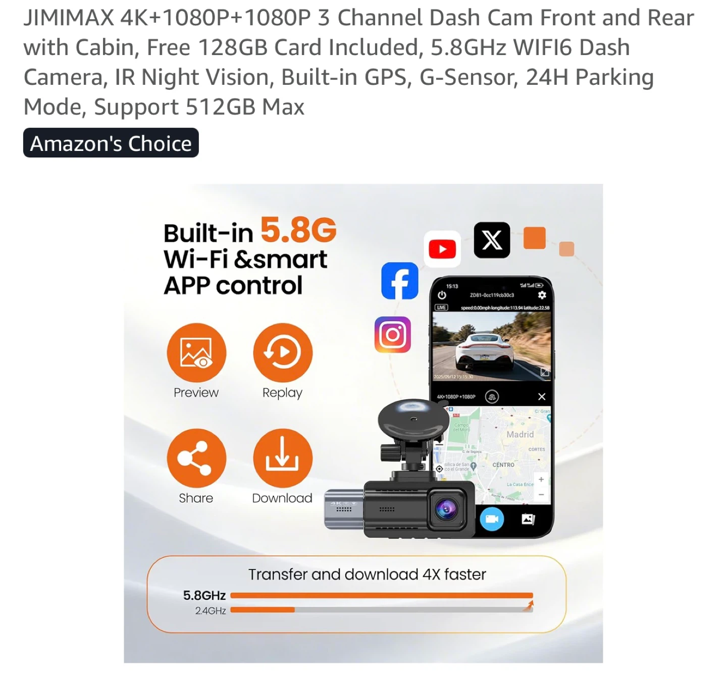 Brand New 3 Channel Dash Cam with 128GB Card - photo 4