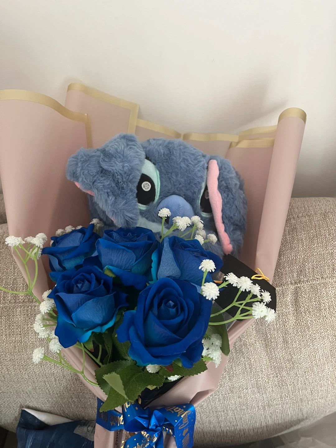 Bouquet of Blue Roses with Chocolates and Plush Toy - photo 5