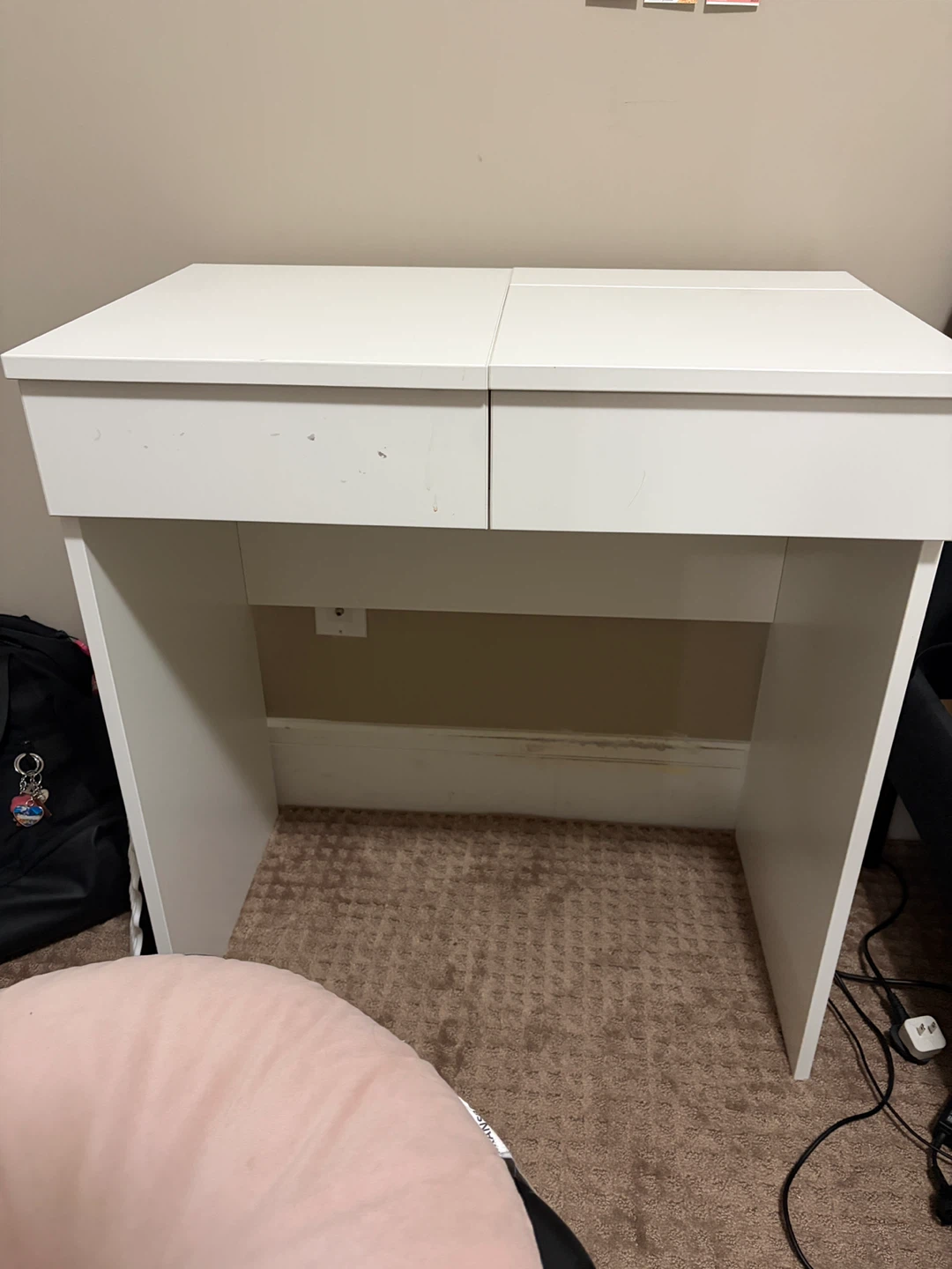 White Vanity Desk with Mirror and Drawers