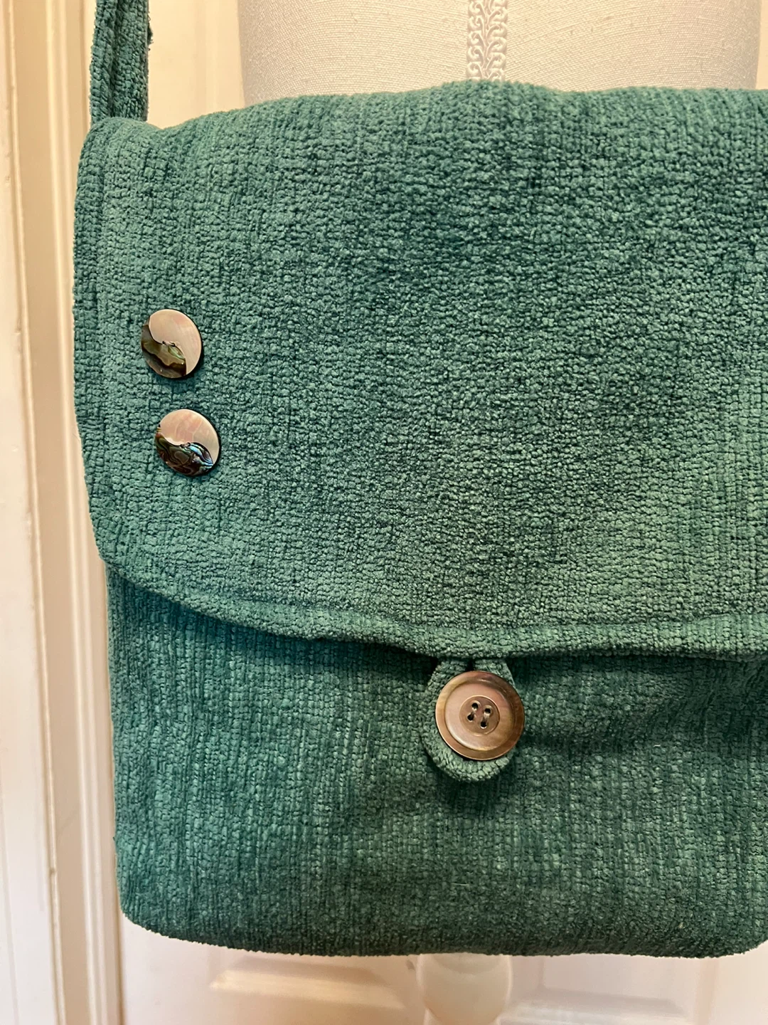 Teal Textured Crossbody Bag with Button Closure - photo 3