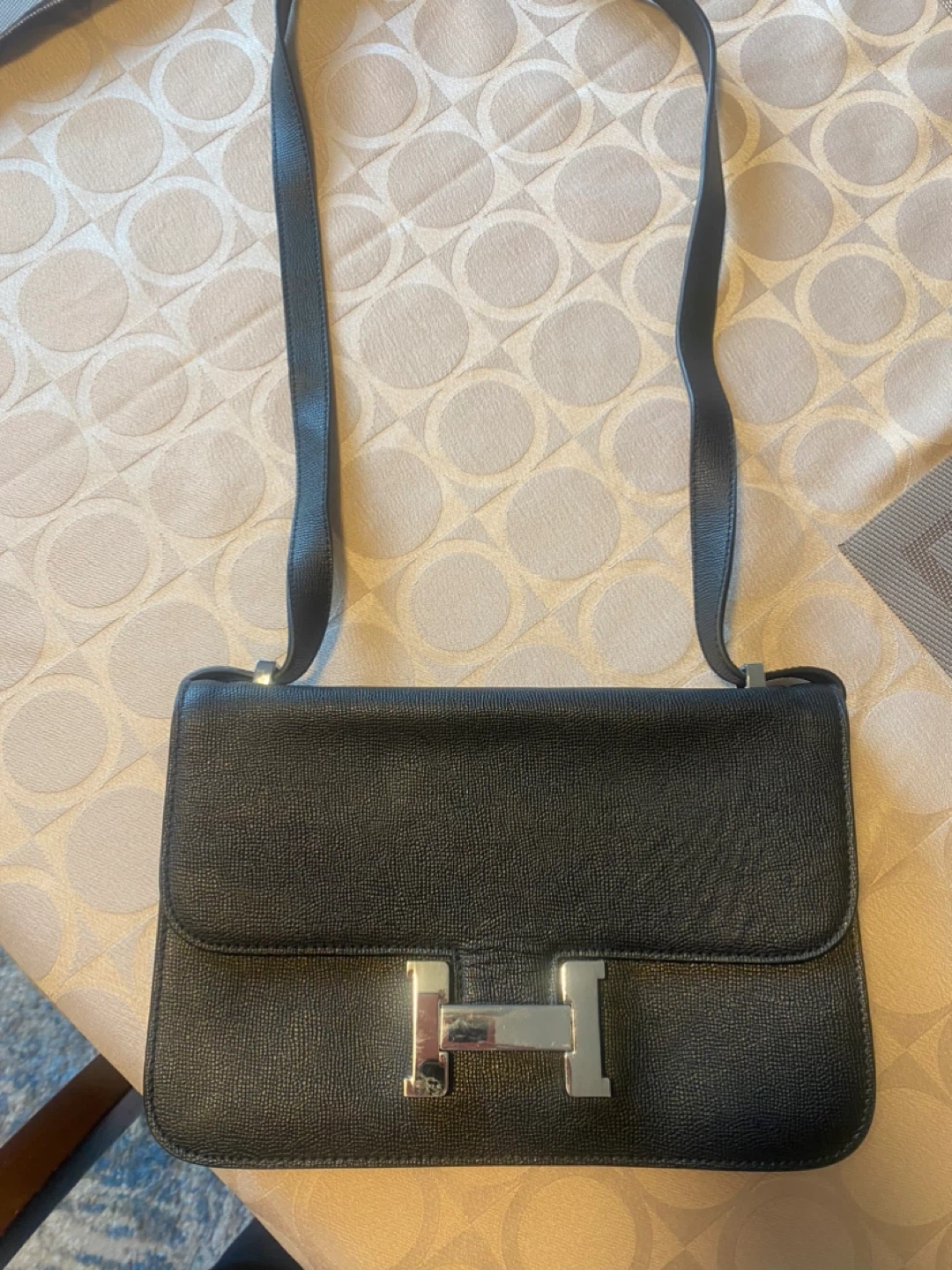 Hermès Paris Black Leather Shoulder Bag