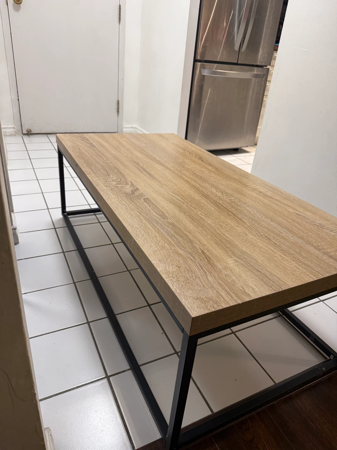 Wooden Coffee Table with Black Metal Frame - photo 2