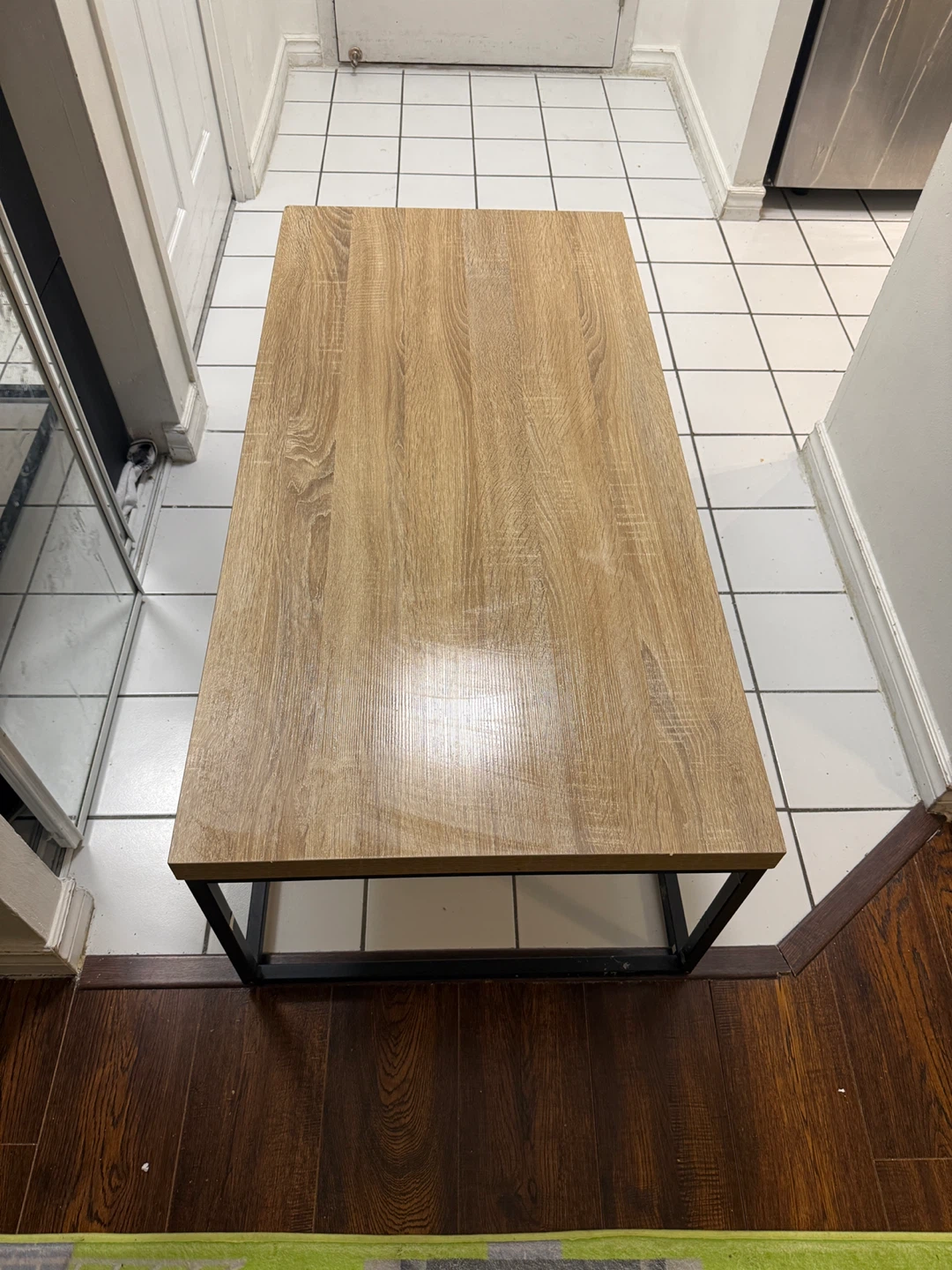 Wooden Coffee Table with Black Metal Frame