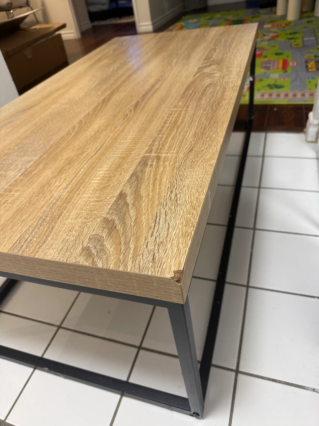 Wooden Coffee Table with Black Metal Frame - photo 3