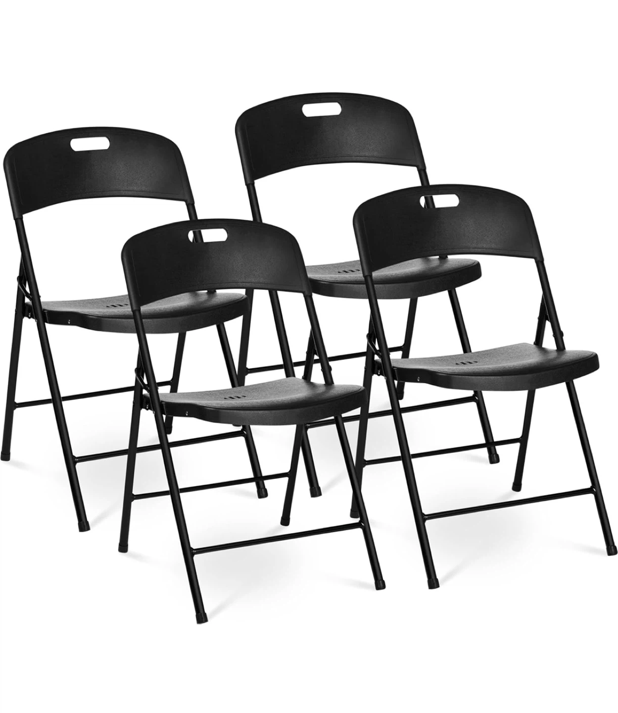 Set of 4 Black Folding Chairs and 1 White Folding Table - photo 3