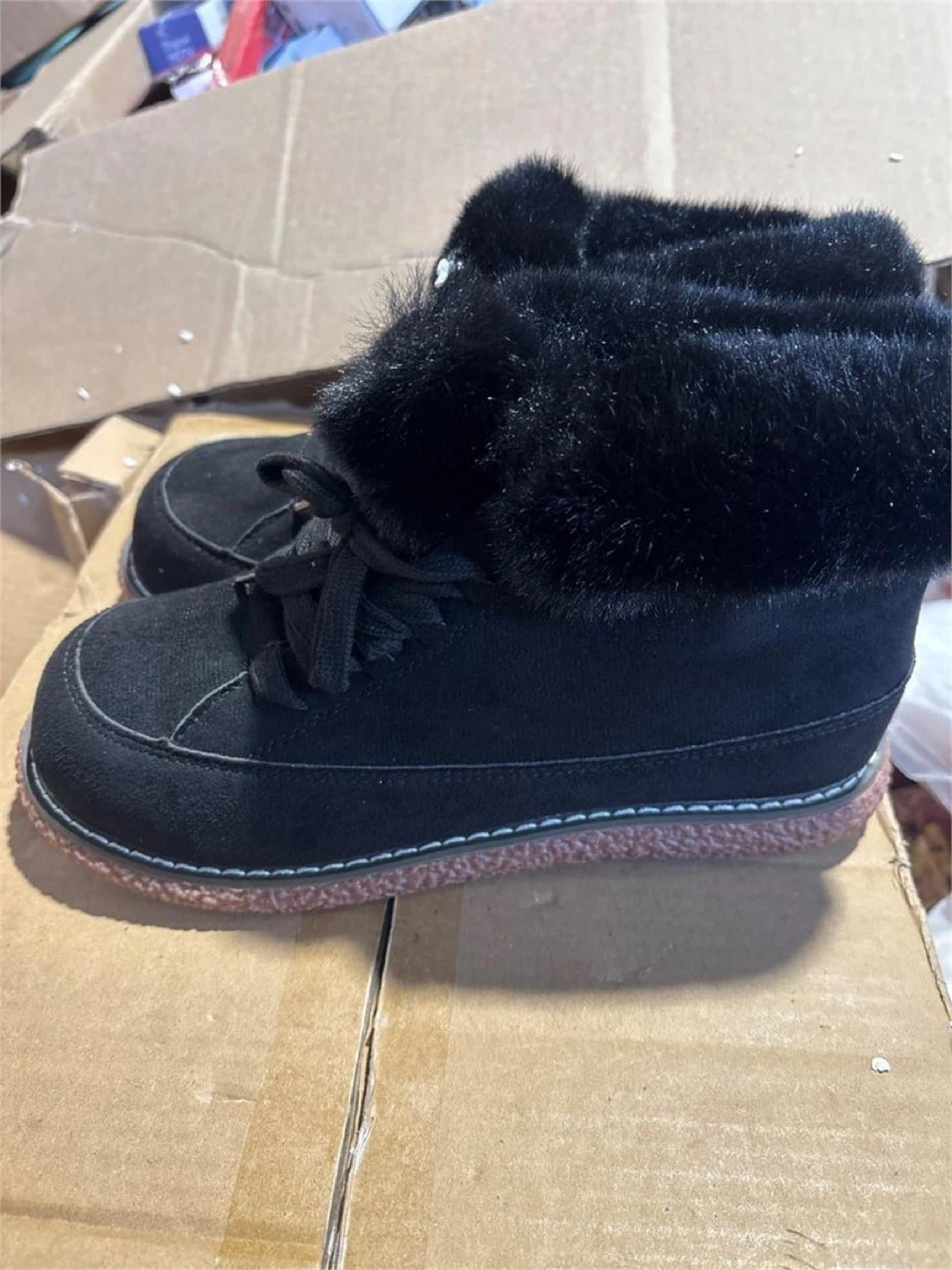 Black Fur Lined Winter Boots - photo 3