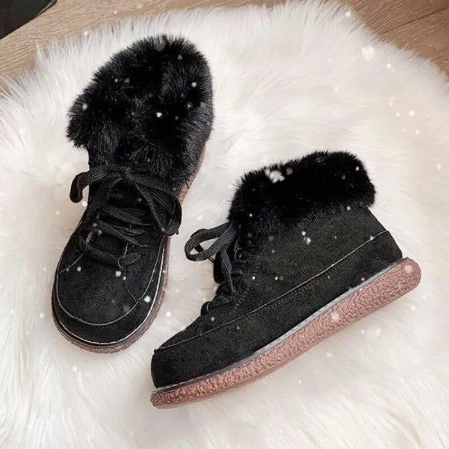 Black Fur Lined Winter Boots