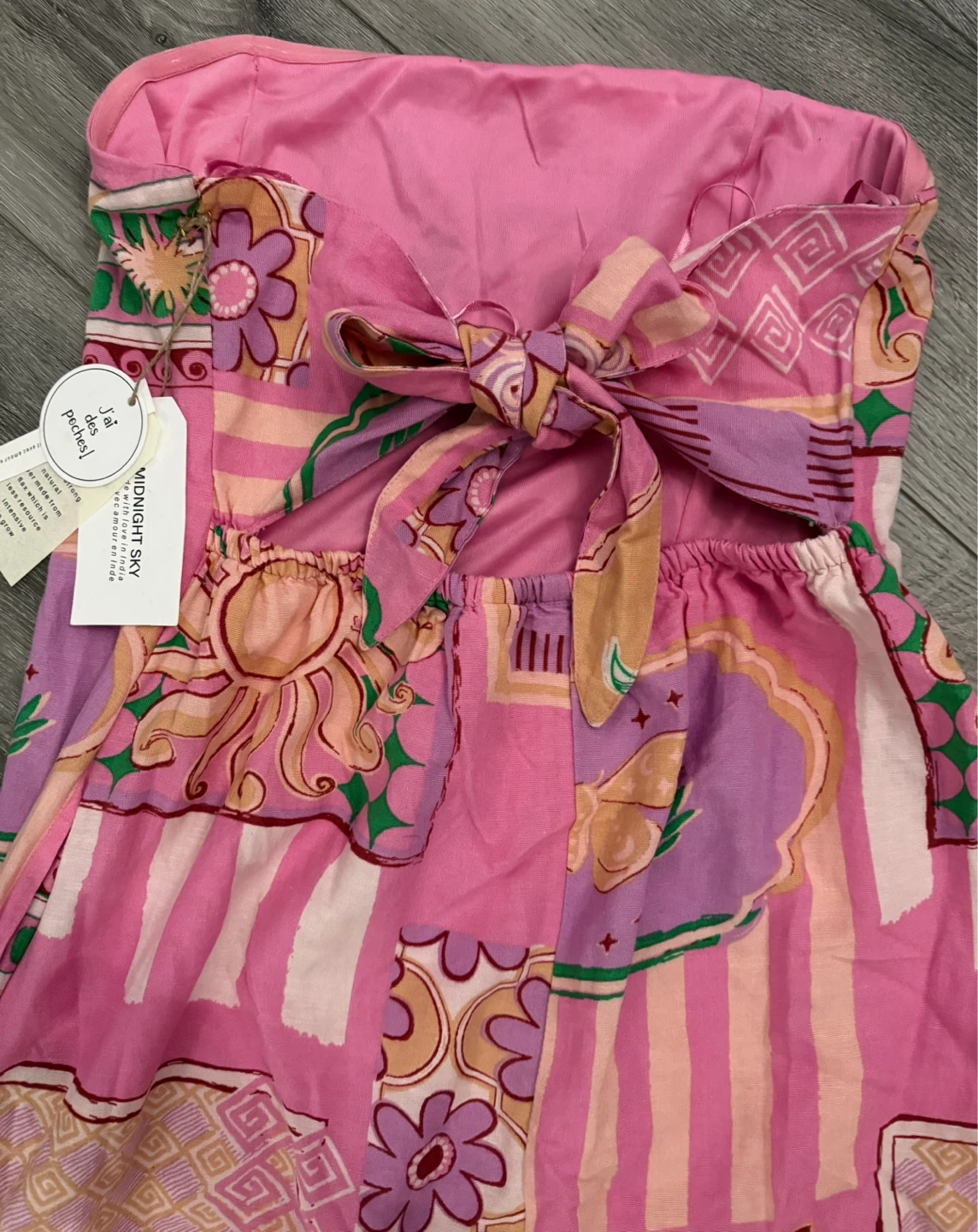 Midnight Sky Pink Sun Moon Butterfly Strapless Maxi Dress - photo 5
