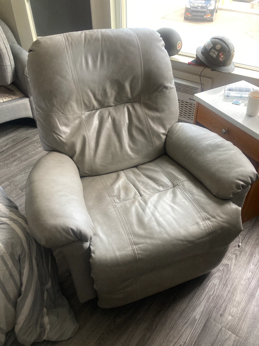 Grey Leather Recliner Chair