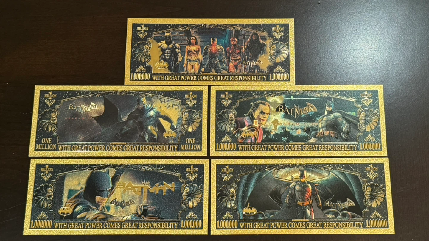 Collection of 5 Batman Gold foil Million Dollar Bills - photo 2