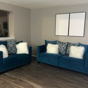 Teal Velvet Sofa and Loveseat Set