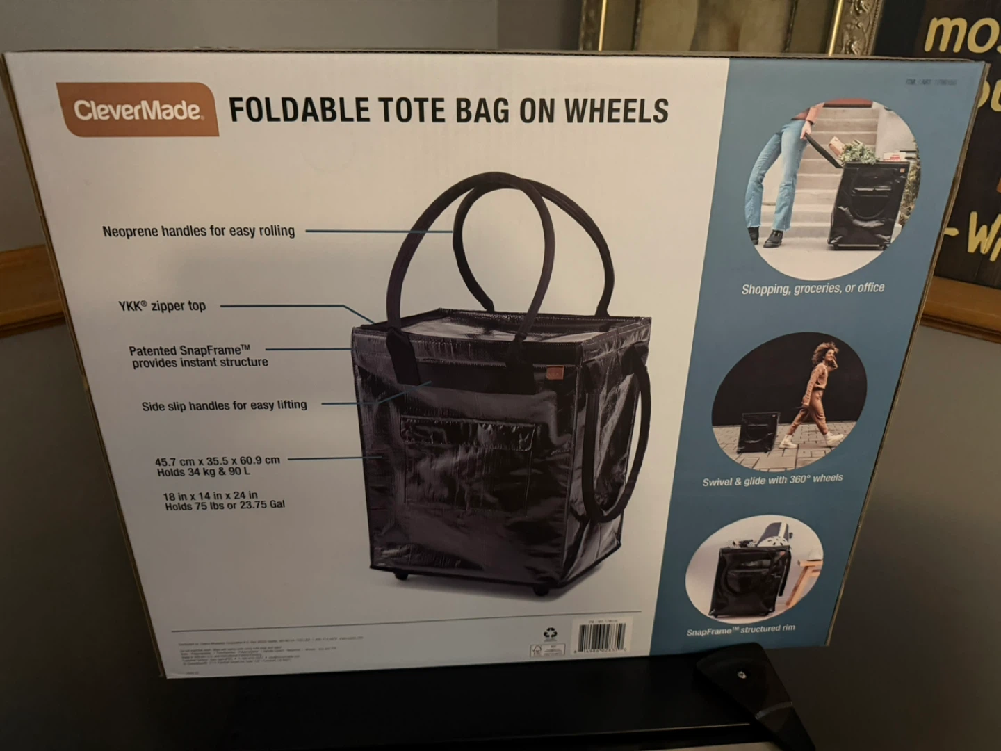 CleverMade Foldable Tote Bag on Wheels - photo 2