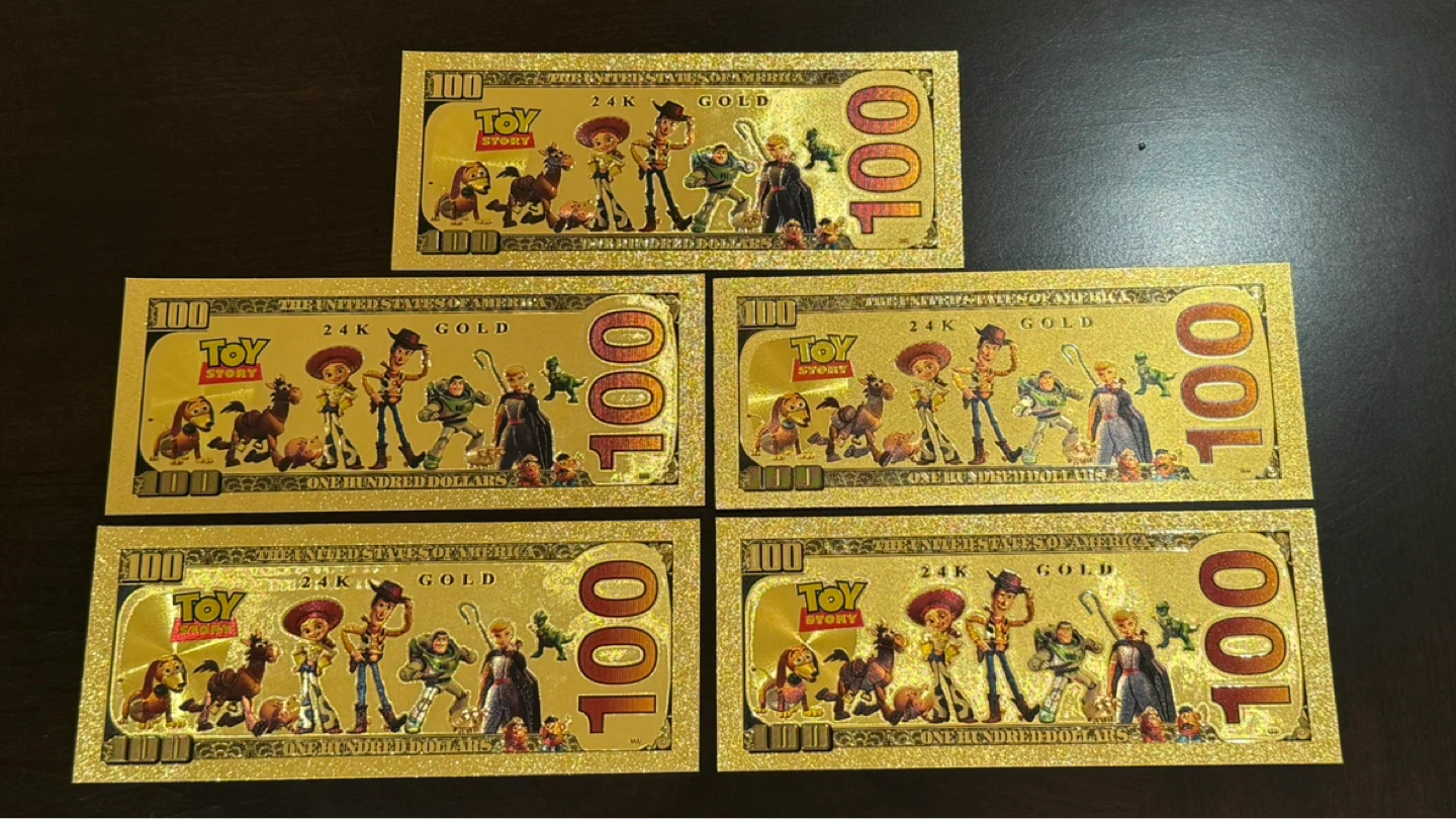 Toy Story 24K Gold Foil Novelty $100 Bills (Set of 5) - photo 2