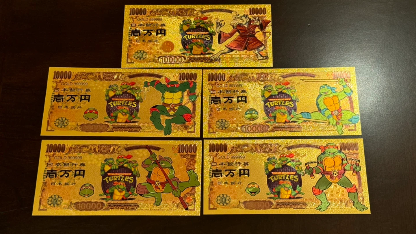 Teenage Mutant Ninja Turtles Gold Foil notes - Set of 5