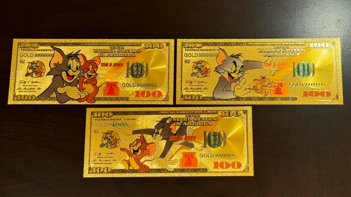 Tom & Jerry Gold Foil Bills - Set of 3