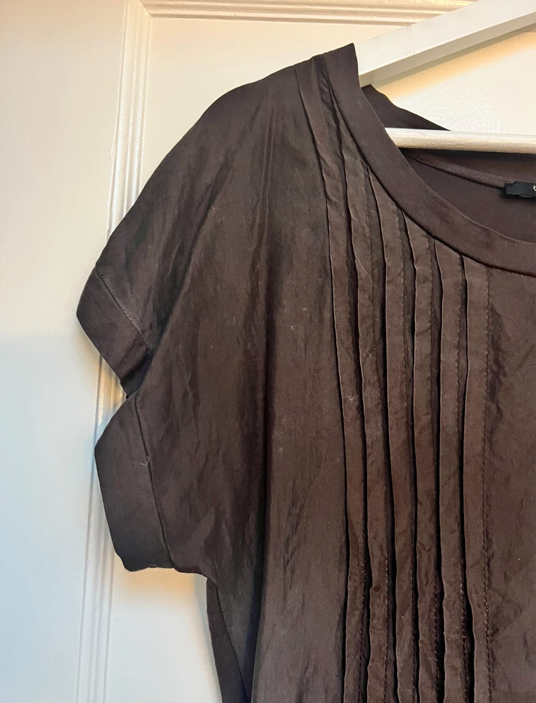 Italian Brown Short Sleeve Pleated long Top - photo 2
