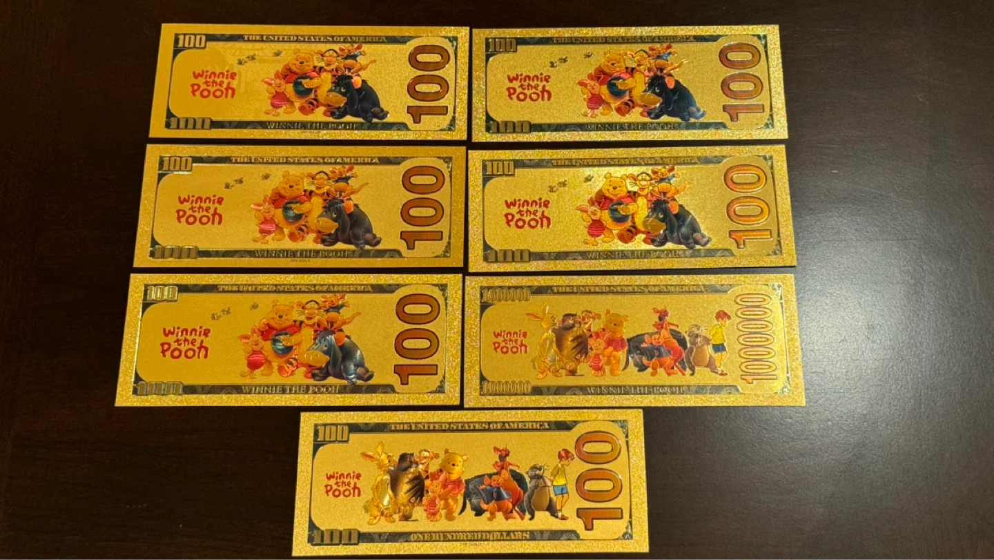Winnie the Pooh Gold foil Bills set of 7 - photo 2