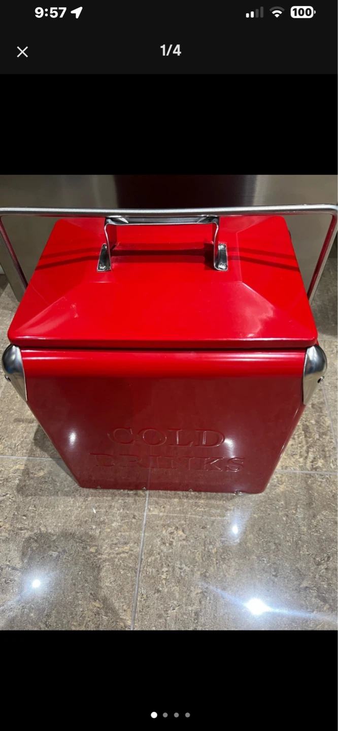 Red Metal Cooler Box - COLD DRINKS