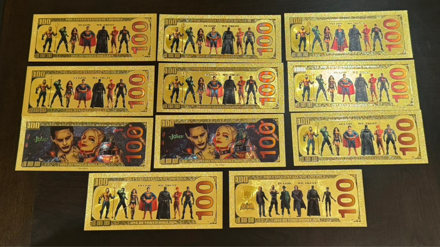 Collection of 11 Superhero Gold Foil Dollar Bills - photo 2
