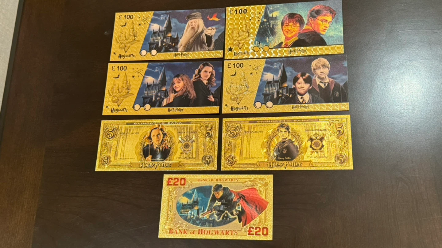Harry Potter Collectable 24k gold Foil Banknotes