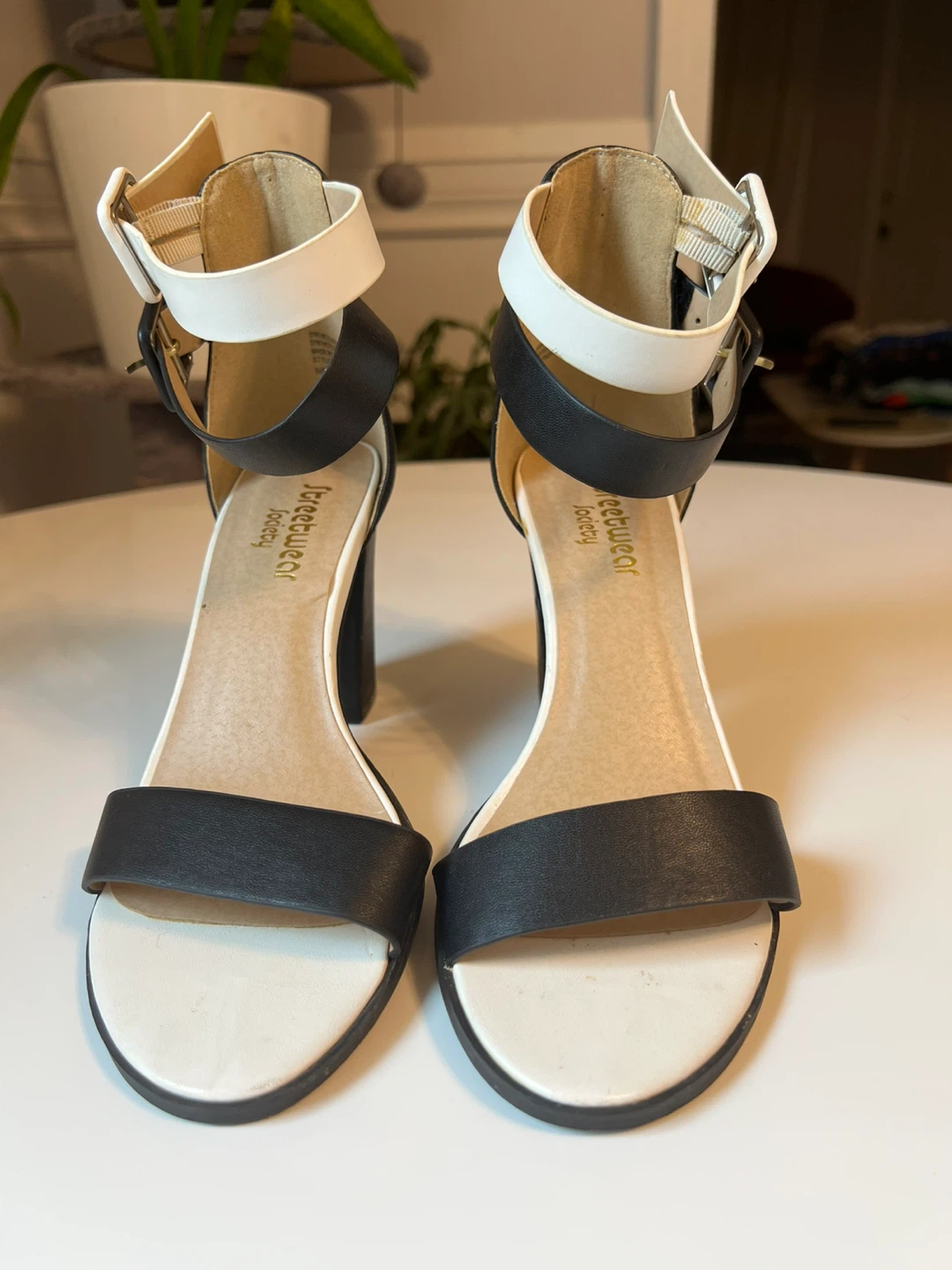 Black & White Heeled Sandals