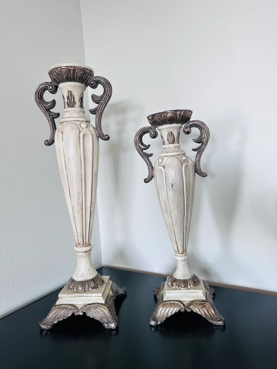 Set of 3 Decorative Urns and Candlesticks