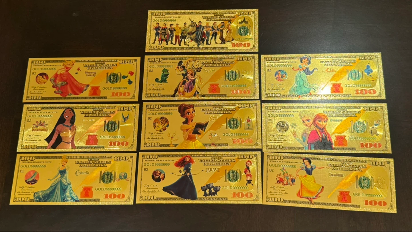 Disney Princess & Friends Gold Foil Banknotes (Set of 10)