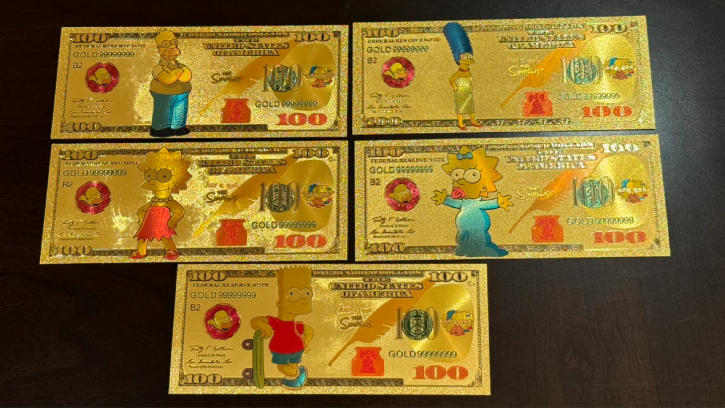 The Simpsons 5 Gold Foil Bills Collection