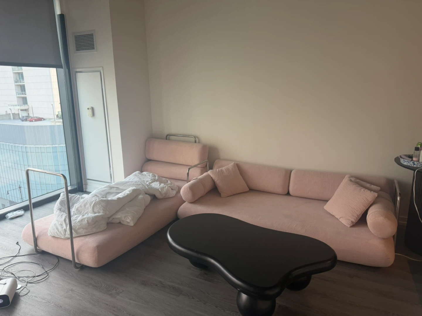 Pink Modular Sofa with Chaise Lounge