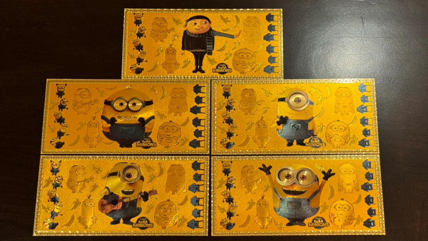 Minions Themed Gold Foil notes  - Set of 5